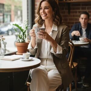 OPEN EDIT Women's Size Small Brown Academia Unstructured Linen Blend Blazer $79